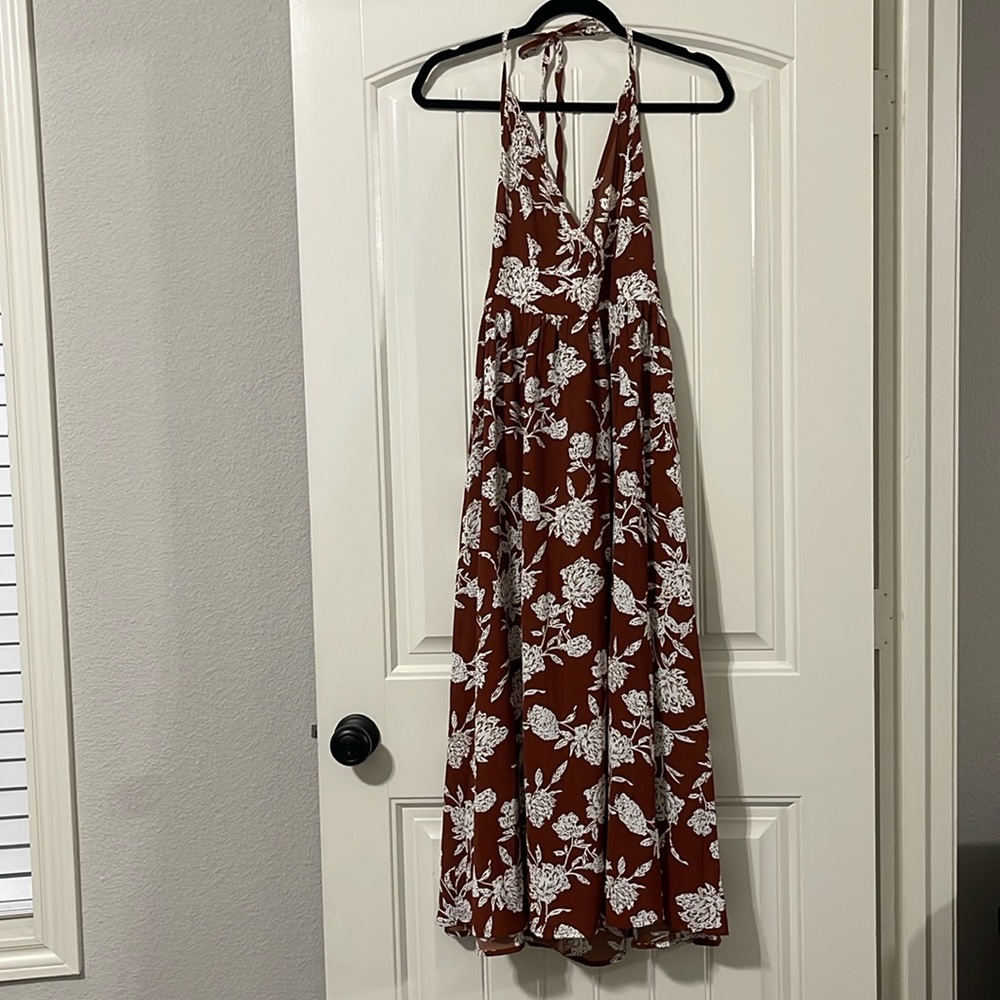 Brown and white floral dress